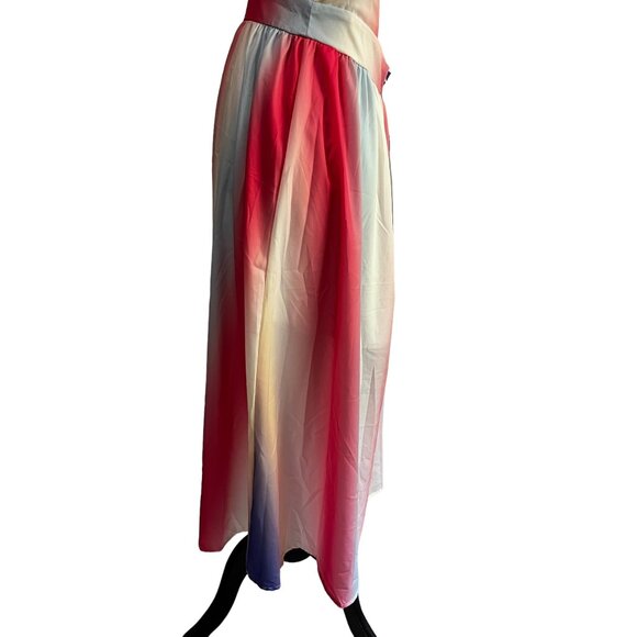 Silky Tie Die Color Splash Open Back Strappy Maxi Dress Sz Medium Womens Flowy L - Picture 9 of 14